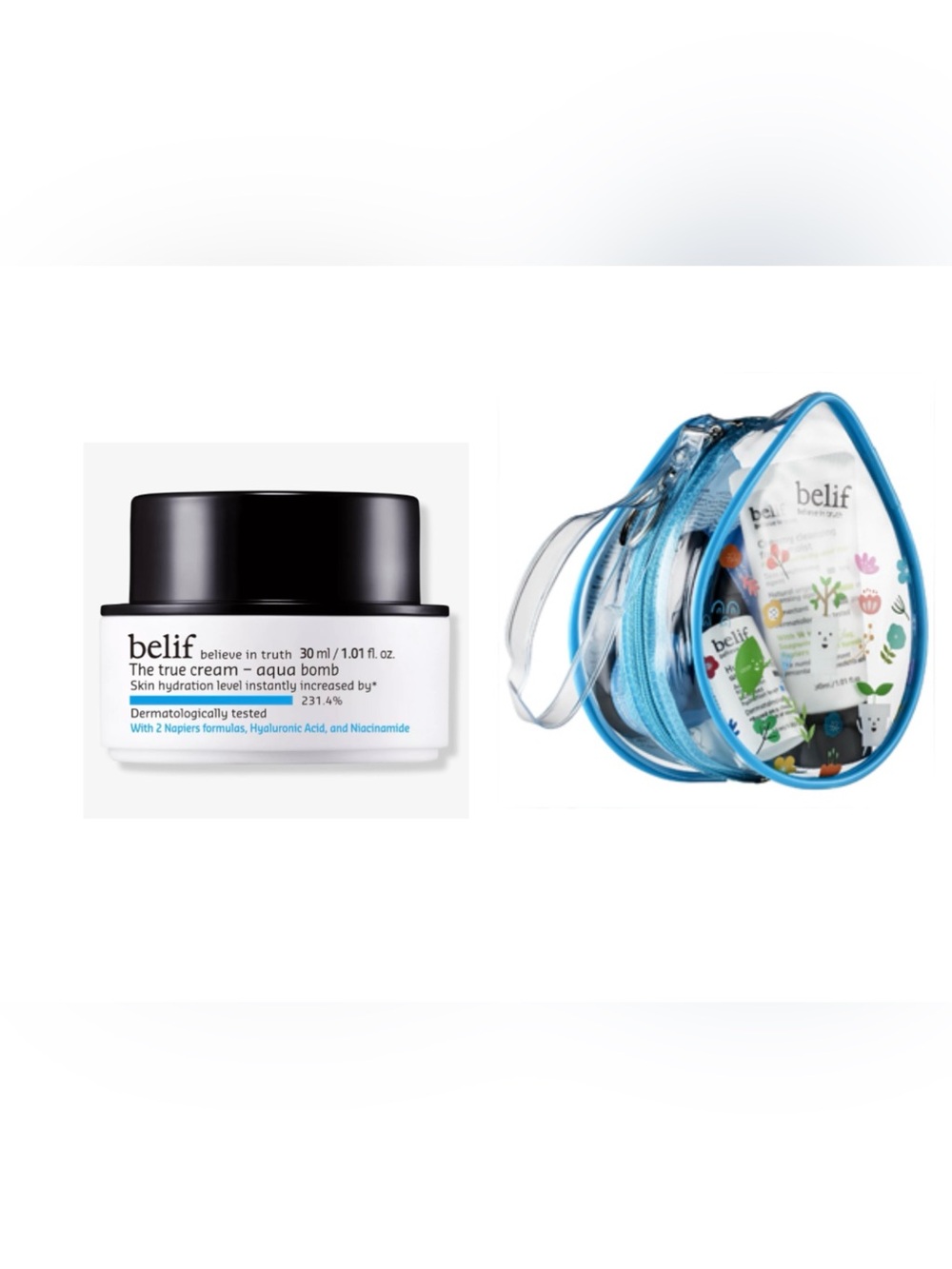 Belif True Cream Aqua Bomb Hydrating Moisturizer and Travel Skin Care Set